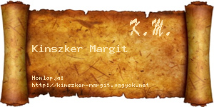 Kinszker Margit névjegykártya